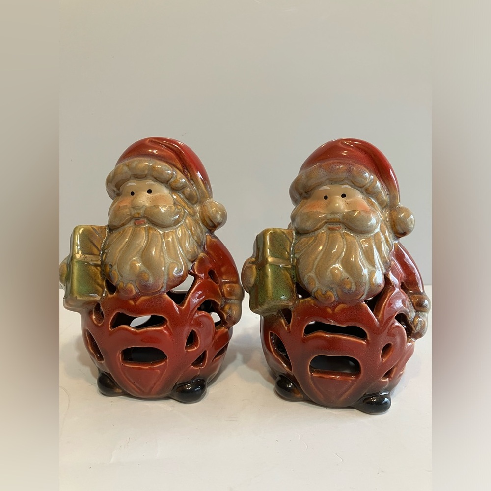 Santa Claus Candle Holder Set Of Two